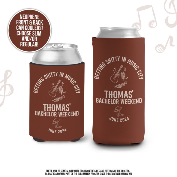 Nashville bachelor party music city personalized can coolies