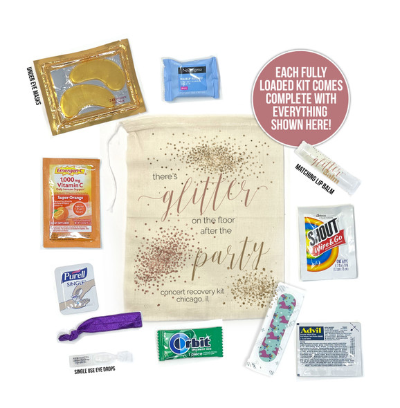 Glitter on the floor taylor swift concert hangover recovery kit with content option for after concert parties