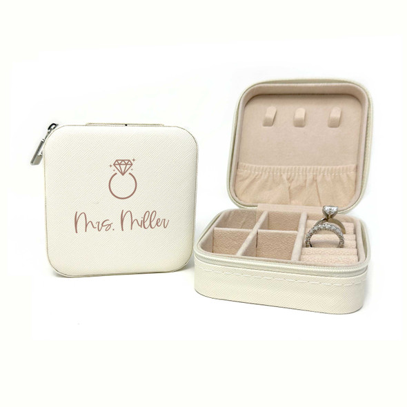 Bride's personalized jewelry box for engagement wedding rings keepsake wedding jewelry