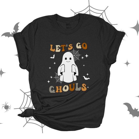 Halloween let's go ghouls retro groovy unisex adult DARK Tshirt