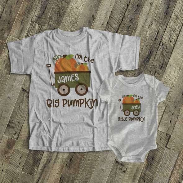 Fall sibling set brother or sister pumpkin matching Tshirts