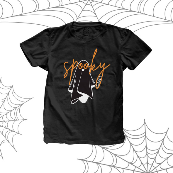 Halloween spooky ghost cursive text kids DARK Tshirt