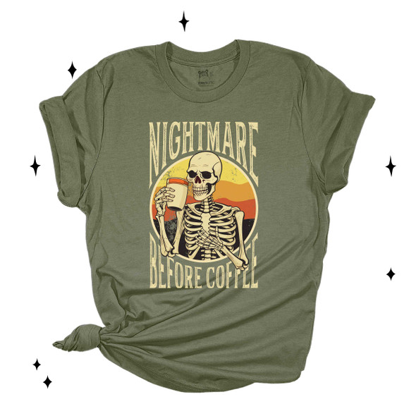 Halloween nightmare before coffee skeleton unisex adult DARK Tshirt