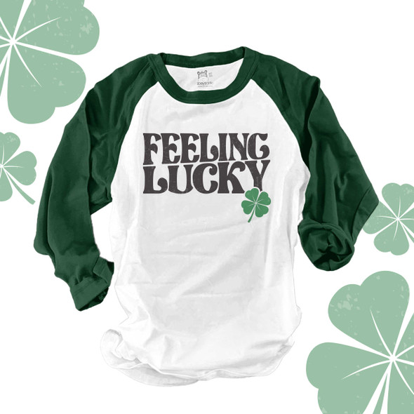 St. Patrick's Day feeling lucky clover unisex adult raglan shirt