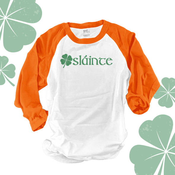 St. Patrick's Day sláinte clover unisex adult raglan shirt