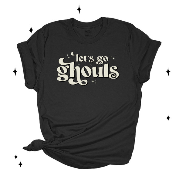 Halloween let's go ghouls witchy retro groovy unisex adult DARK Tshirt