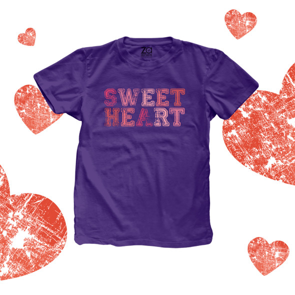 Valentine's Day sweetheart distressed athletic text youth DARK Tshirt