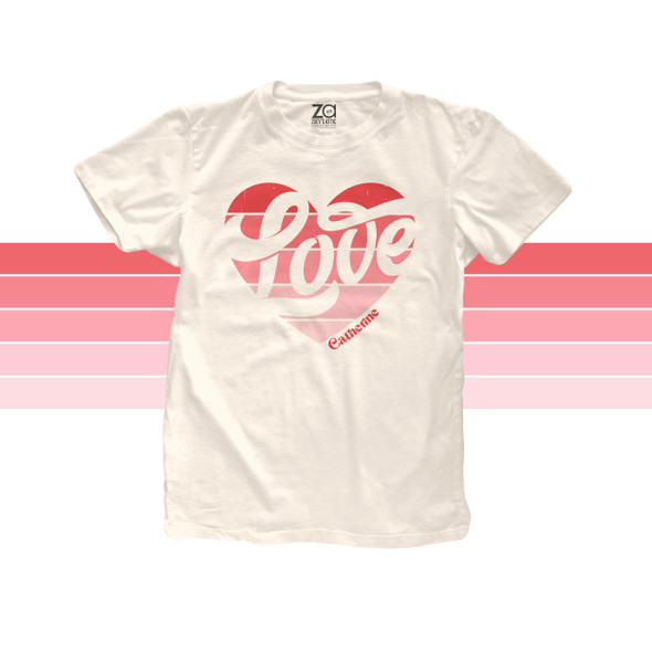 Valentine love striped heart personalized Tshirt