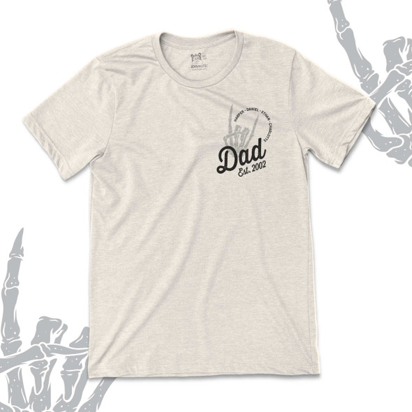 Rocker skeleton hand dad personalized unisex adult Tshirt 