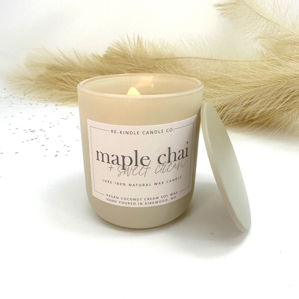 Fall luxury vegan maple chai and sweet cream coconut wax candle