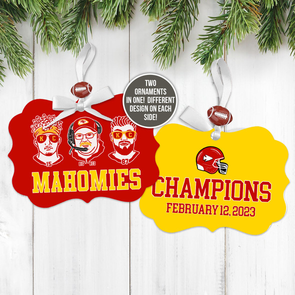 Kansas City Football champions two-sided Christmas ornament gift