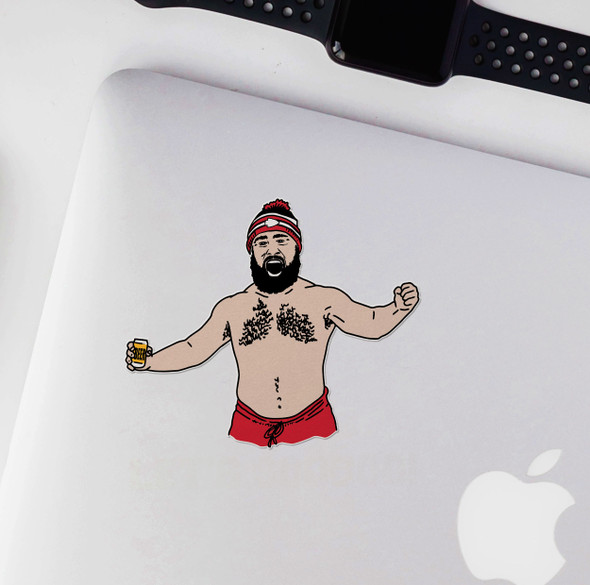 Funny jason kelce shirtless sticker vinyl decal