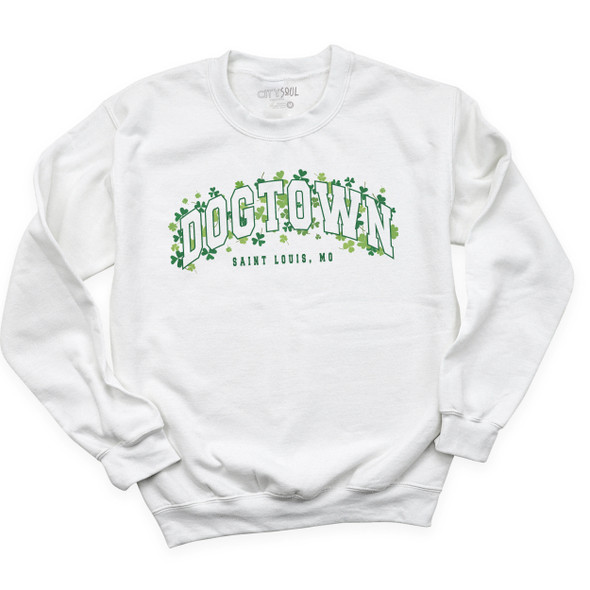 St. Patrick's Day dogtown saint louis shamrocks and clover adult crew neck sweatshirt