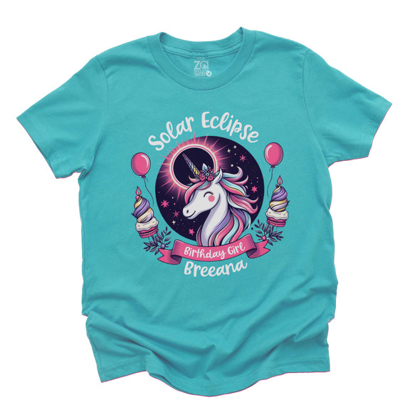 Solar eclipse 2024 birthday girl magical unicorn DARK Tshirt