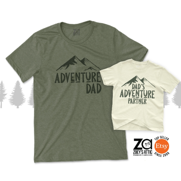 Father's Day adventure dad adventure partner matching adult and child shirt set
