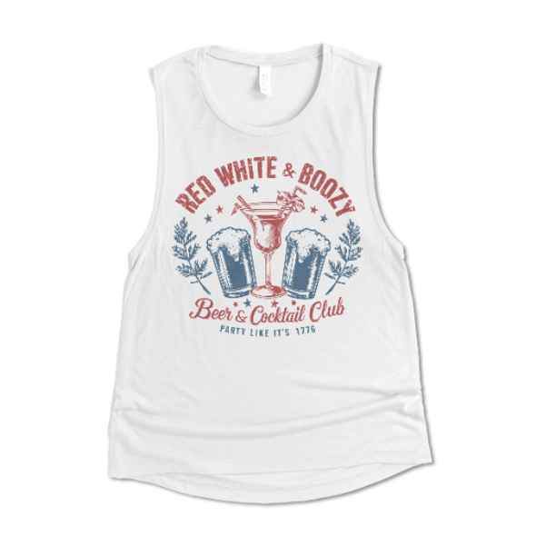July 4th red white & boozy bella 8803 muscle tank top