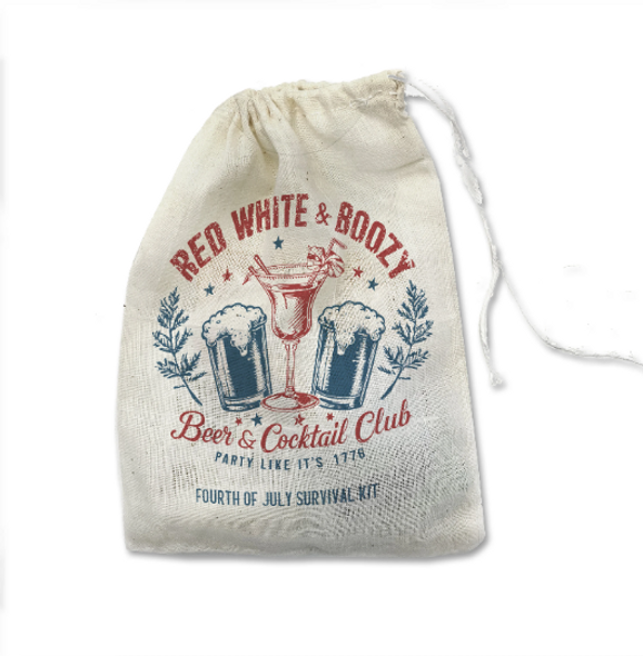 Fourth of July beer & cocktail club hangover recovery party bag favors with content option