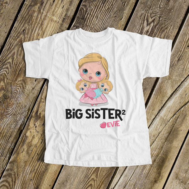 Big sister to twins shirt big sister squared personalized stick figure Tshirt