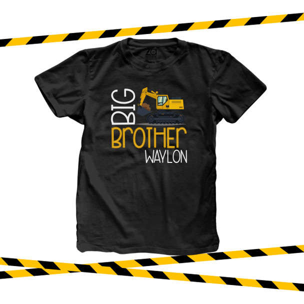 Big brother shirt construction truck DARK Tshirt