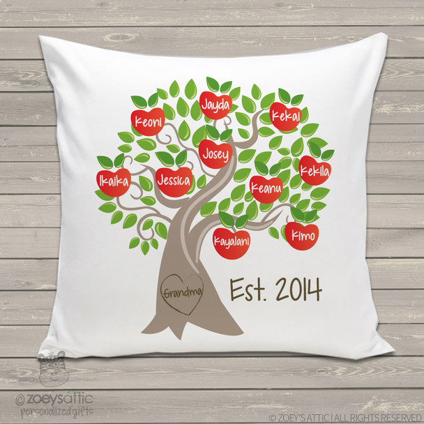 Grandma family tree throw pillow custom personalized apple tree pillowcase with pillow insert