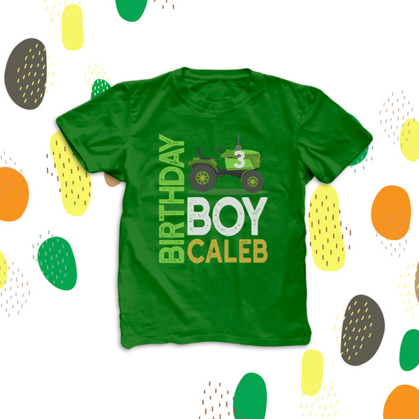 Birthday shirt tractor any age boy personalized DARK Tshirt