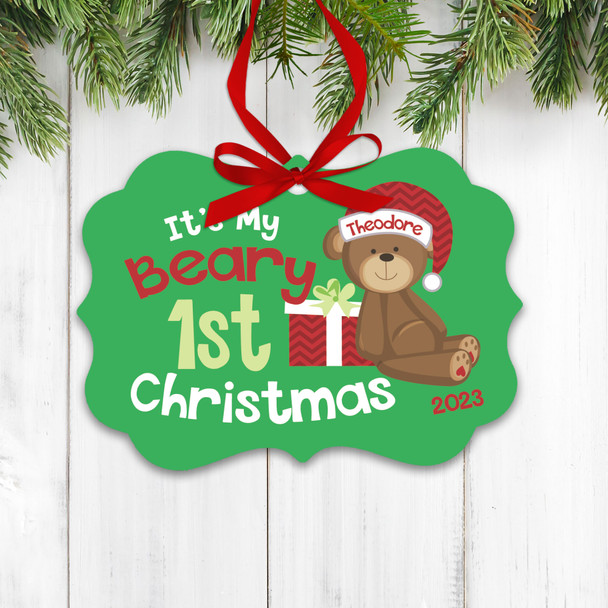 Baby's first Christmas bear girl or boy personalized ornament