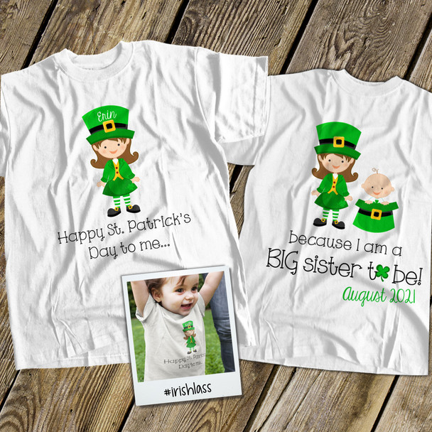 Personalized Kids Shirt Irish Lass Big Sister To Be St Patrick S