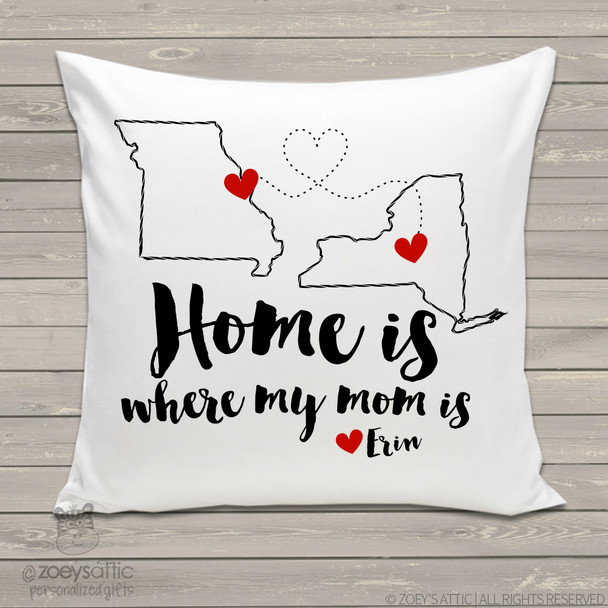 Home is mom throw pillow