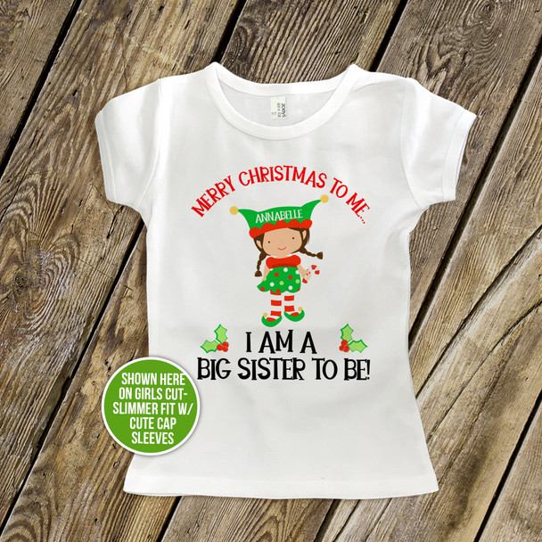 Christmas shirt big sister to be Merry Christmas to me pregnancy announcement Tshirt