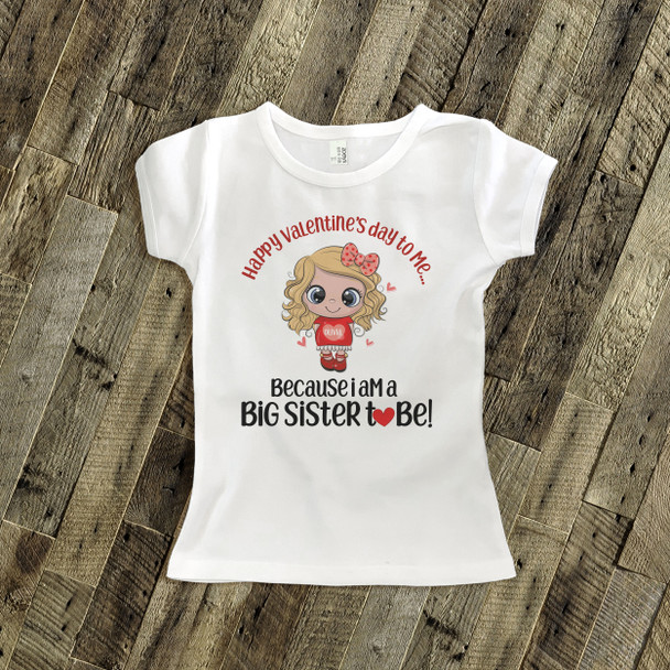 Valentine's Day shirt big sister to be red dress pregnancy announcement Tshirt