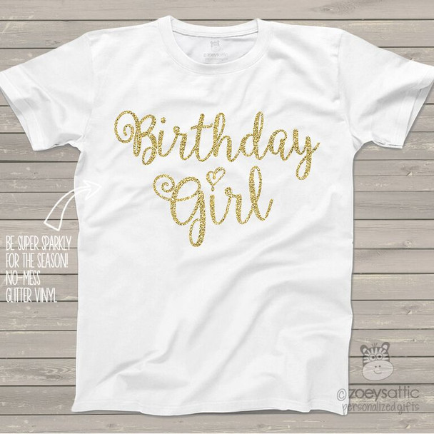 Birthday girl sparkly glitter Tshirt or bodysuit