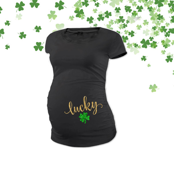 St. Patrick's Day lucky glitter DARK maternity top