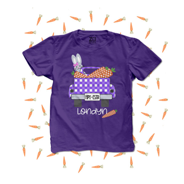 Girl Easter bunny truck carrots personalized DARK Tshirt