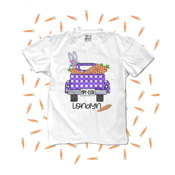 Girl Easter bunny truck carrots personalized Tshirt 