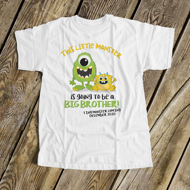 Big brother to be shirt little monster pregnancy announcement Tshirt