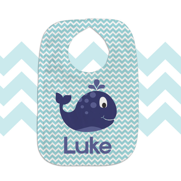 Whale nautical boys personalized bib