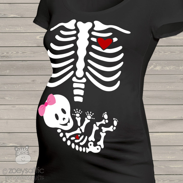 Halloween skeleton baby girl BLACK maternity top