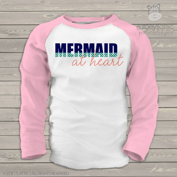 Mermaid at heart glitter GIRLS raglan shirt