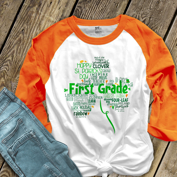St Patrick S Teacher Shirt Shamrock Personalized Unisex Raglan Shirt