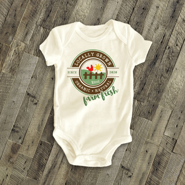 Farm fresh locally grown personalized bodysuit or Tshirt