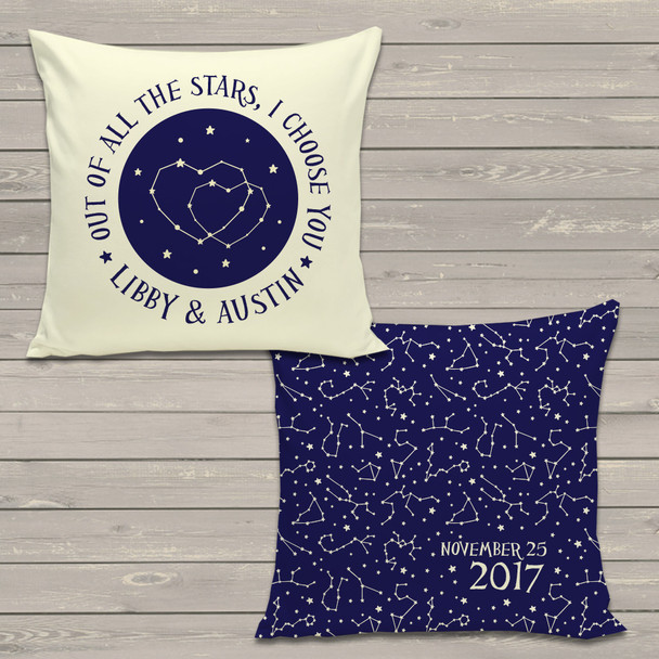 Wedding couple constellation stars throw pillow