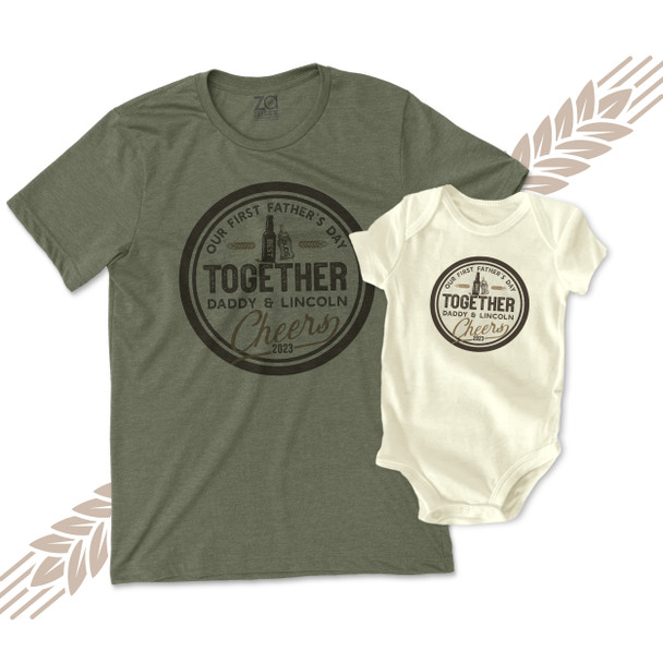 First Father's Day cheers matching daddy and baby bodysuit gift set