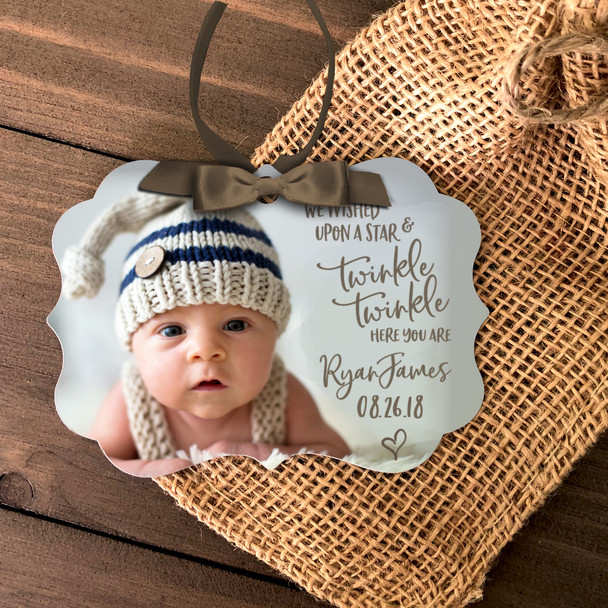 Baby's First Christmas wished upon a star photo ornament