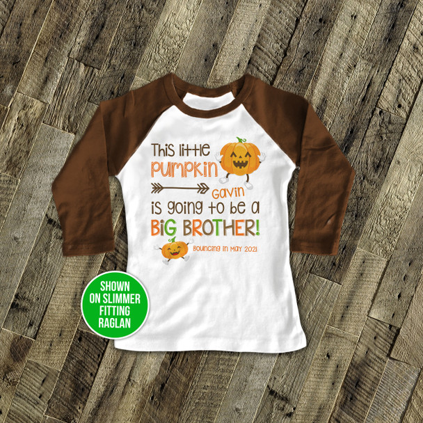 Fall big brother little pumpkin pregnancy announcement raglan shirt