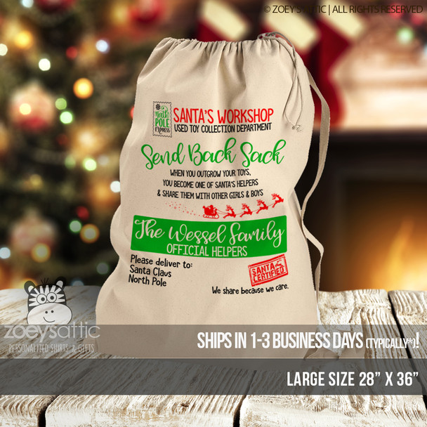 Christmas give back sack oversized canvas bag