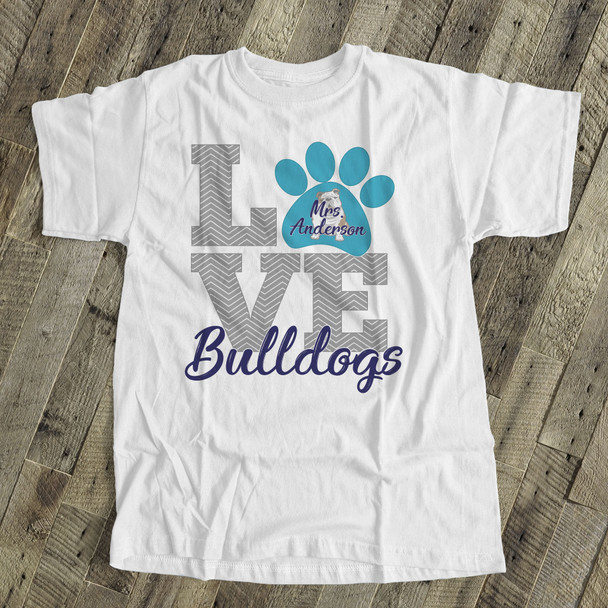 Teachers school mascot bulldog paw custom Tshirt