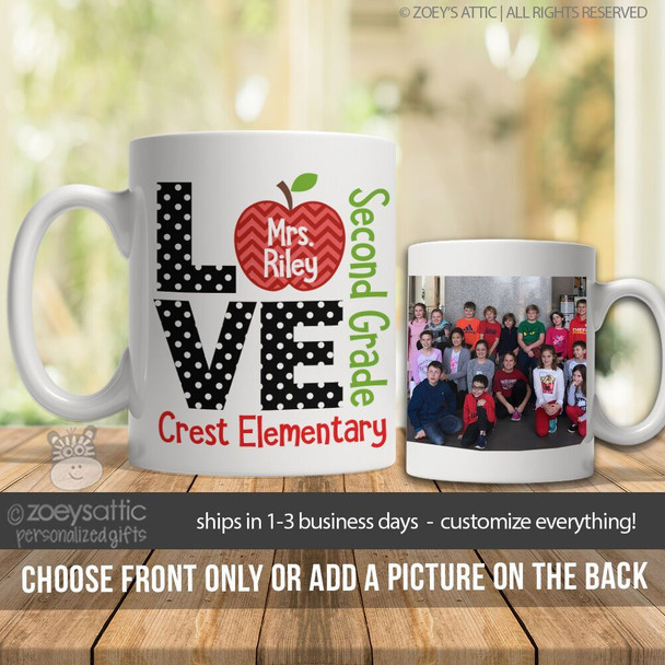 Teacher love apple personalized coffee mug