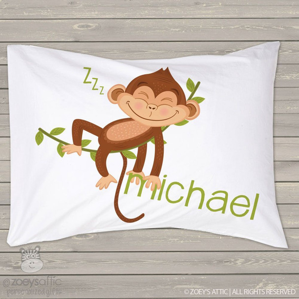 Sleeping monkey personalized pillowcase / pillow