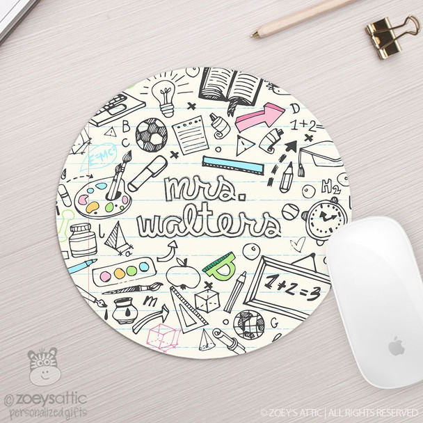 Teacher school theme personalized round / circular mousepad