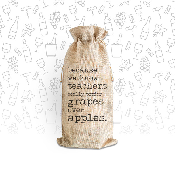 Because we know teachers really prefer grapes wine bottle canvas tote